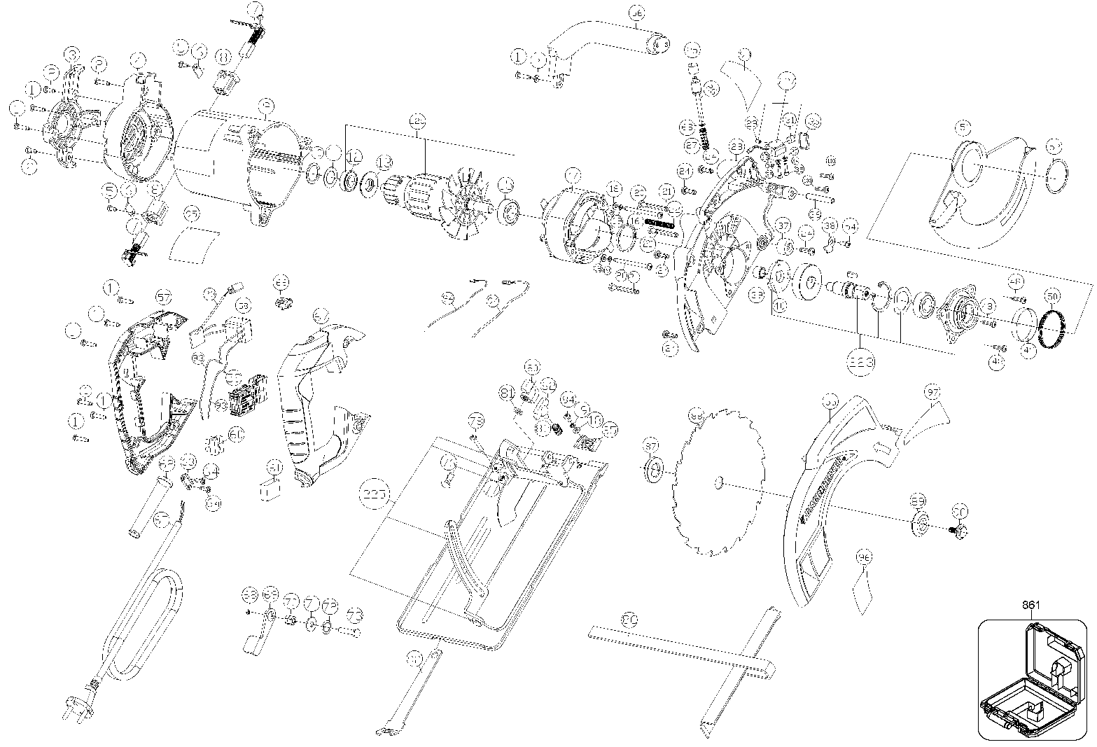 Default Diagram and Parts List for CS1040LK Type 1 Black and Decker Circular Saw